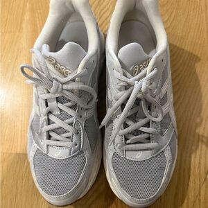 Asics Light Gray and White Running Shoes
